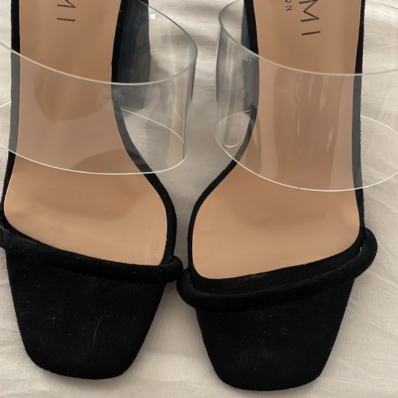 Black block heels with clear strap - Picture 3 of 5